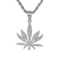 Iced Medium Leaf Pendant with 4mm Rope Chain 24" - HC-1100*