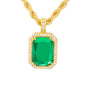 Iced Medium Green Amulet Pendant with 4mm Rope Chain 24" - HC-1108*