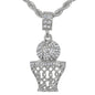 Iced Medium Basketball Pendant with 4mm Rope Chain 24" - HC-1109
