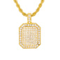 Iced Medium Tag Pendant with 4mm Rope Chain 24" - HC-1112