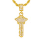 Iced Medium Key Pendant with 4mm Rope Chain 24" - HC-1115*