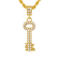 Iced Medium Key Pendant with 4mm Rope Chain 24" - HC-1116*