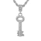 Iced Medium Key Pendant with 4mm Rope Chain 24" - HC-1116*