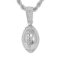 Iced Medium Football Pendant with 4mm Rope Chain 24" - HC-1120