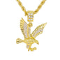 Iced Medium Eagle Pendant with 4mm Rope Chain 24" - HC-1121
