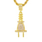 Iced Medium Plug Pendant with 4mm Rope Chain 24" - HC-1123*