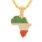 Iced Medium Africa Pendant with 4mm Rope Chain 24" - HC-1127