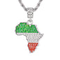 Iced Medium Africa Pendant with 4mm Rope Chain 24" - HC-1127