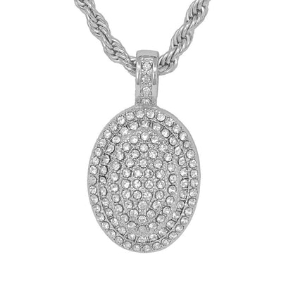 Iced Medium Tag Pendant with 4mm Rope Chain 24" - HC-1133*