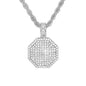 Iced Medium Tag Pendant with 4mm Rope Chain 24" - HC-1134*
