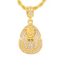 Iced Medium Pharoah Pendant with 4mm Rope Chain 24" - HC-1138*