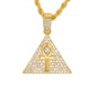 Iced Medium Pyramid Pendant with 4mm Rope Chain 24" - HC-1141