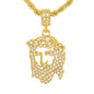 Iced Medium Jesus Pendant with 4mm Rope Chain 24" - HC-1147*