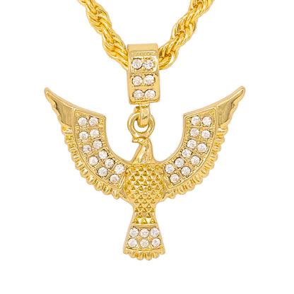 Iced Medium Eagle Pendant with 4mm Rope Chain 24" - HC-1150*