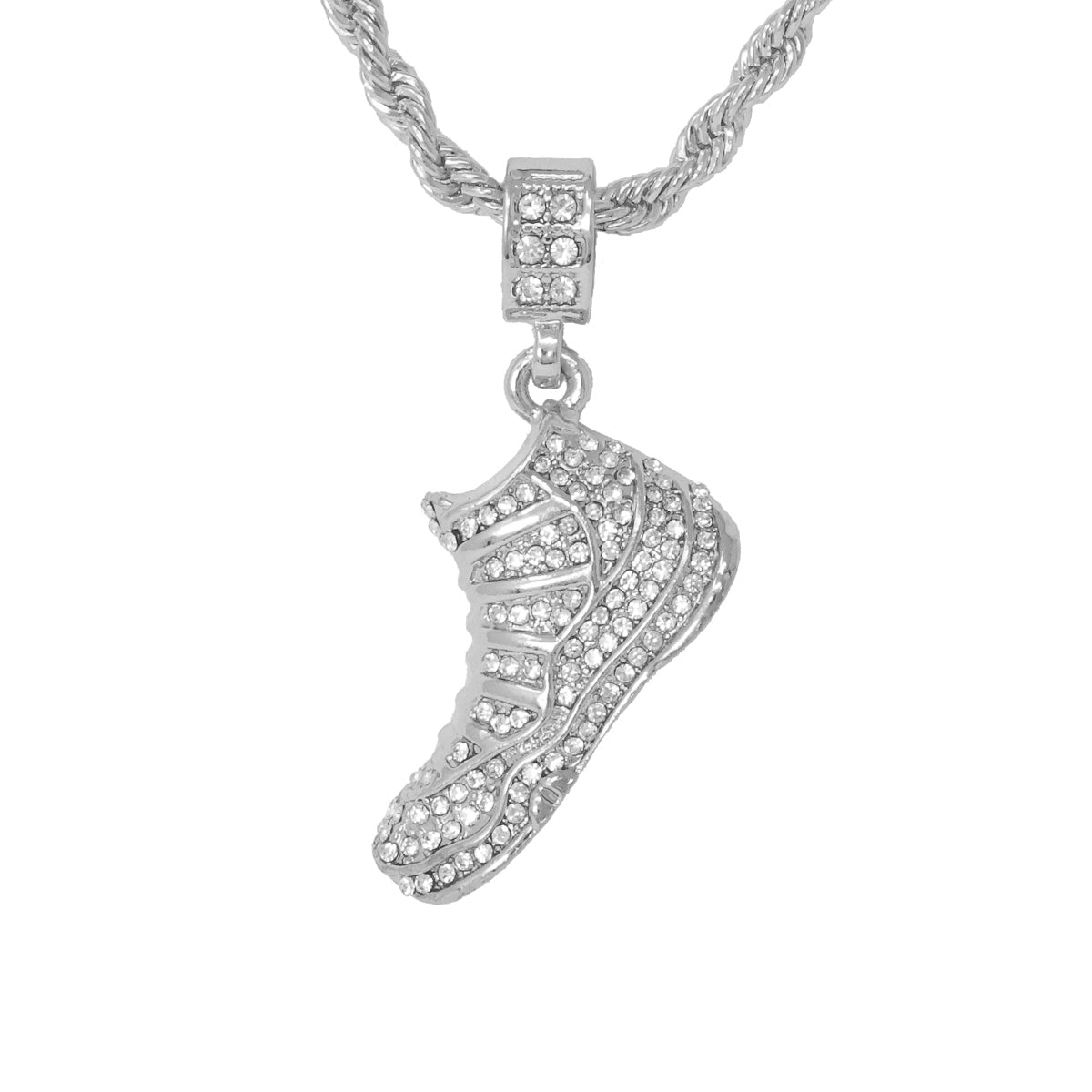 Iced Medium Sneaker Pendant with 4mm Rope Chain 24" - HC-1153*