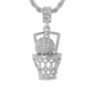 Iced Medium Basketball Pendant with 4mm Rope Chain 24" - HC-1159*