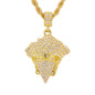 Iced Medium Crook Pendant with 4mm Rope Chain 24" - HC-1161*