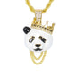 Iced Medium Panda Pendant with 4mm Rope Chain 24" - HC-1167