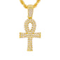 Iced Medium Ankh Cross Pendant with 4mm Rope Chain 24" - HC-1168*