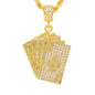Iced Medium Royal Flush Pendant with 4mm Rope Chain 24" - HC-1173