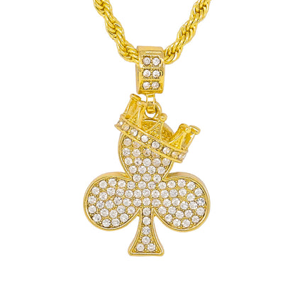 Iced Medium Clove Pendant with 4mm Rope Chain 24" - HC-1174*