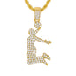 Iced Medium Dunkman Pendant with 4mm Rope Chain 24" - HC-1177