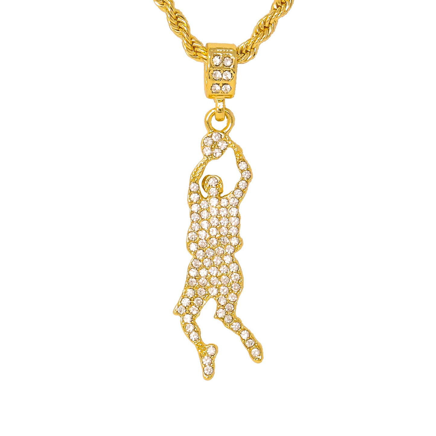 Iced Medium Shooting Man Pendant with 4mm Rope Chain 24" - HC-1178*