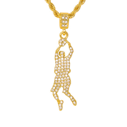 Iced Medium Shooting Man Pendant with 4mm Rope Chain 24" - HC-1178*