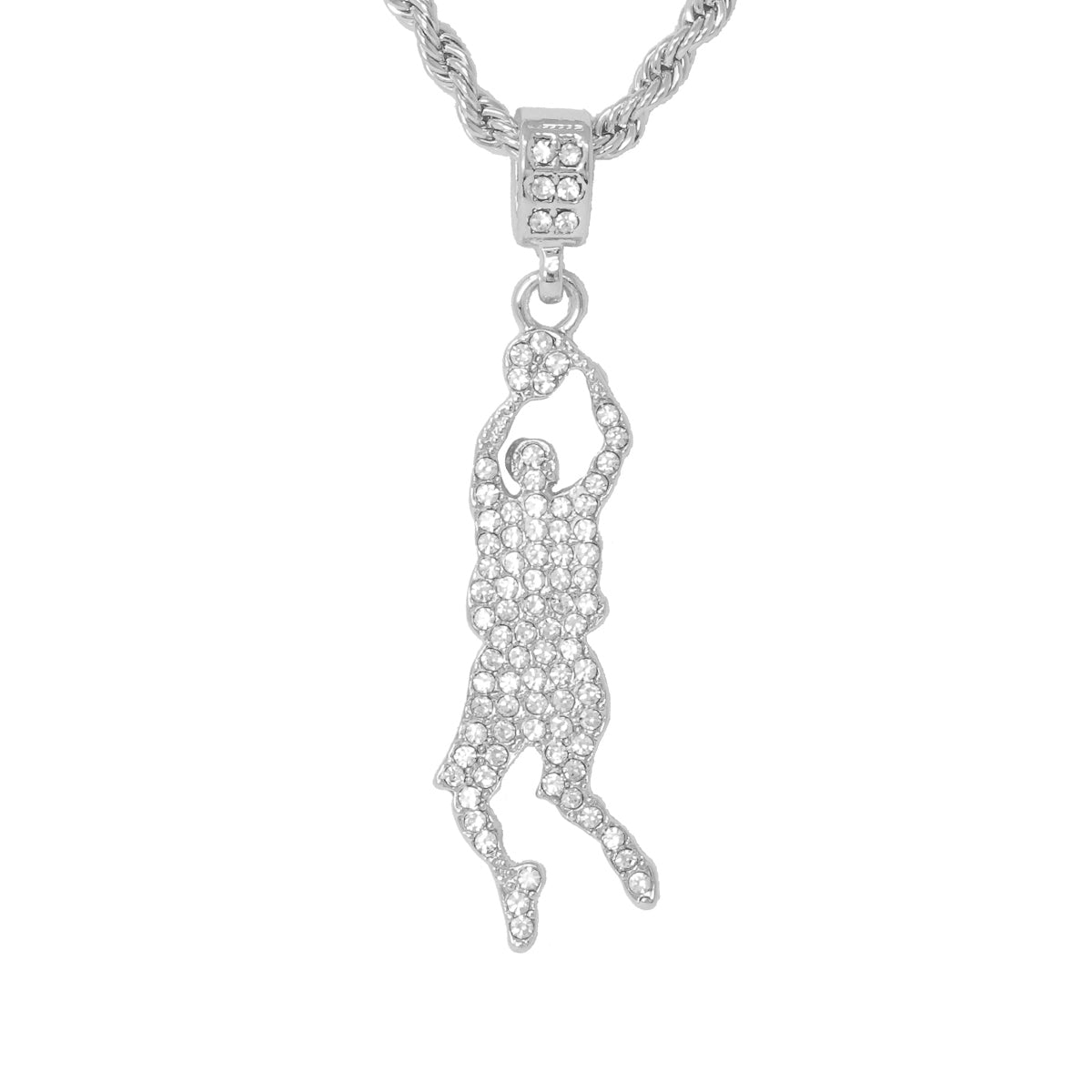 Iced Medium Shooting Man Pendant with 4mm Rope Chain 24" - HC-1178*