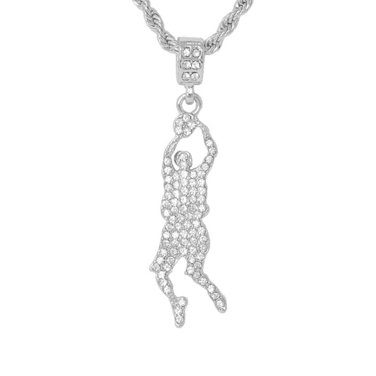 Iced Medium Shooting Man Pendant with 4mm Rope Chain 24" - HC-1178*