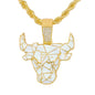 Iced Medium Bull Pendant with 4mm Rope Chain 24" - HC-1180*