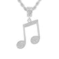 Iced Medium Music Pendant with 4mm Rope Chain 24" - HC-1183*