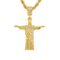 Iced Medium Christ The Redeemer Pendant with 4mm Rope Chain 24" - HC-1184*