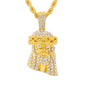 Iced Medium Jesus Pendant with 4mm Rope Chain 24" - HC-1191*