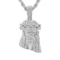Iced Medium Jesus Pendant with 4mm Rope Chain 24" - HC-1191*