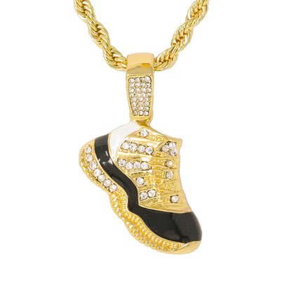 Iced Medium Sneaker Pendant with 4mm Rope Chain 24" - HC-1192*