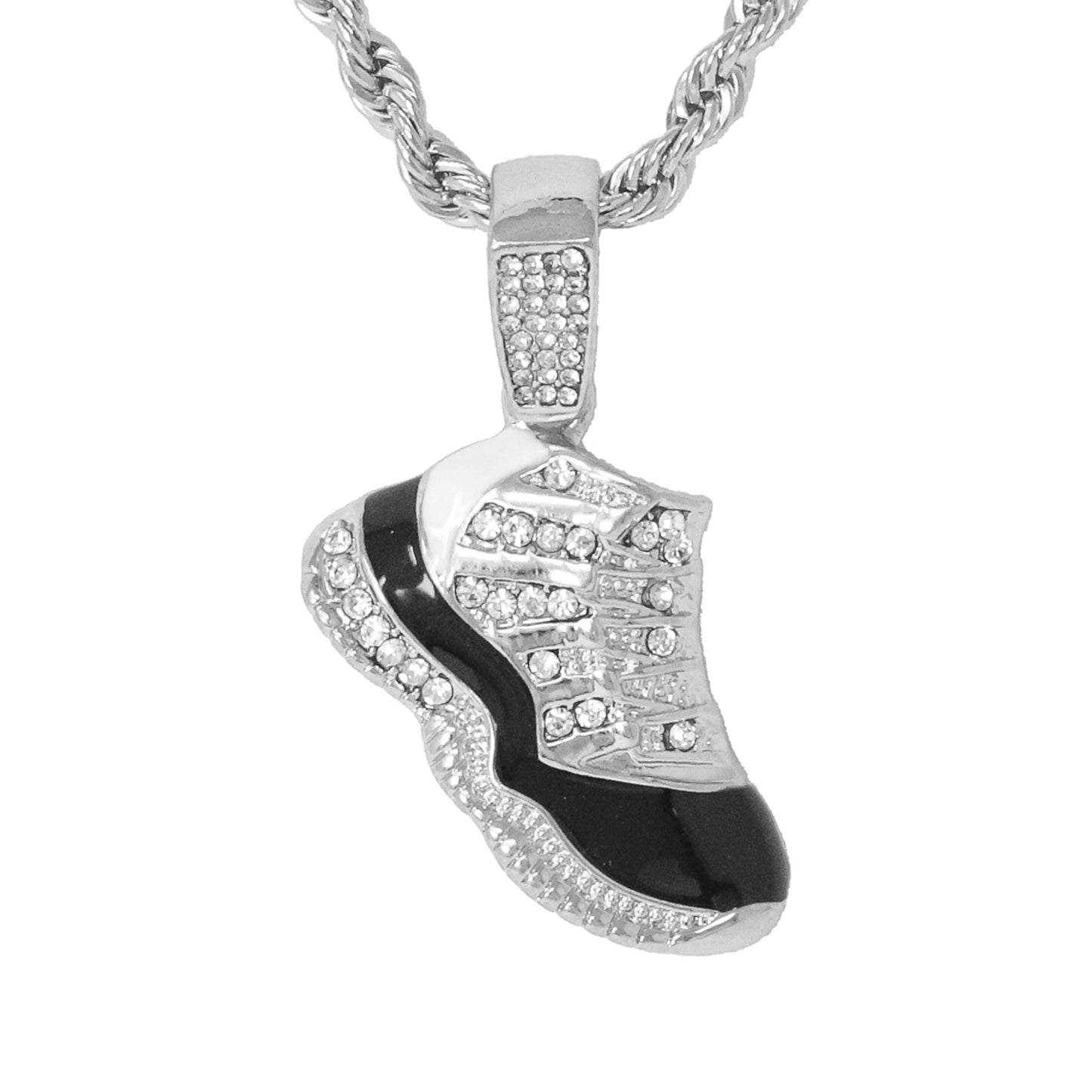 Iced Medium Sneaker Pendant with 4mm Rope Chain 24" - HC-1192*