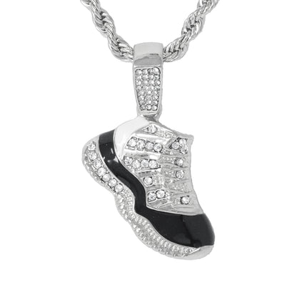 Iced Medium Sneaker Pendant with 4mm Rope Chain 24" - HC-1192*