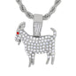 Iced Medium Goat Pendant with 4mm Rope Chain 24" - HC-1194
