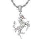 Iced Medium Horse Pendant with 4mm Rope Chain 24" - HC-1199*