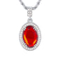 Iced Medium Ruby Stone Pendant with 4mm Rope Chain 24" - HC-1204*