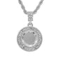 Iced Medium White Stone Pendant with 4mm Rope Chain 24" - HC-1209*