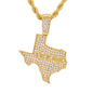Iced Medium Texas Pendant with 4mm Rope Chain 24" - HC-1211