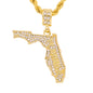 Iced Medium Florida Pendant with 4mm Rope Chain 24" - HC-1213*