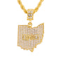 Iced Medium Ohio Pendant with 4mm Rope Chain 24" - HC-1214*