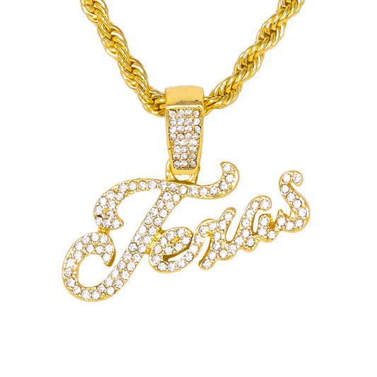 Iced Medium Texas Pendant with 4mm Rope Chain 24" - HC-1216*