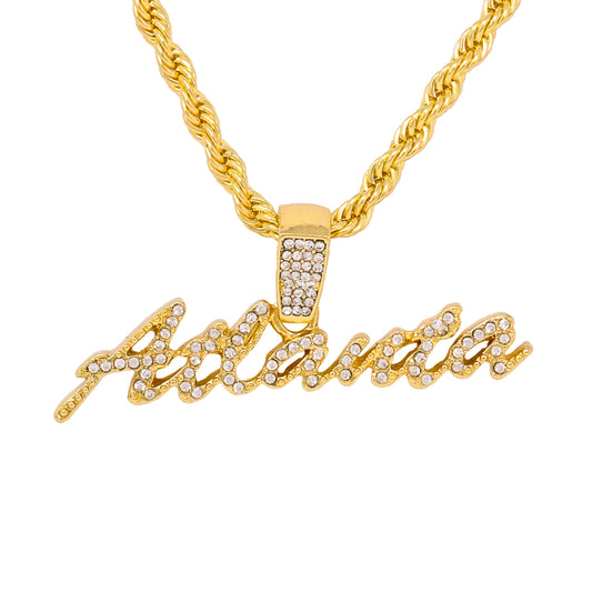 Iced Medium Atlanta Pendant with 4mm Rope Chain 24" - HC-1217*