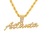 Iced Medium Atlanta Pendant with 4mm Rope Chain 24" - HC-1217*