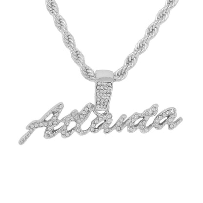 Iced Medium Atlanta Pendant with 4mm Rope Chain 24" - HC-1217*