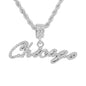 Iced Medium Chicago Pendant with 4mm Rope Chain 24" - HC-1220*